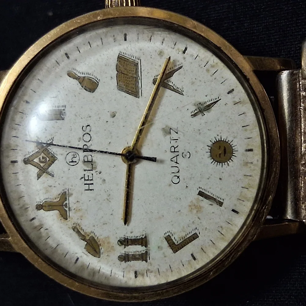 Helbros Gold Masonic Quartz Watch